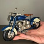 El Yapımı Mavi Vintage Cafe Racer Metal Motosiklet
