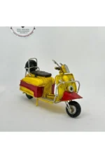 El Yapımı Sarı Kırmızı Mini Vespa Metal Motosiklet Biblo – Retro Figür & Dekoratif Obje