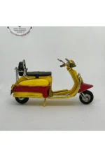 El Yapımı Sarı Kırmızı Mini Vespa Metal Motosiklet Biblo – Retro Figür & Dekoratif Obje - Görsel 2