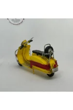 El Yapımı Sarı Kırmızı Mini Vespa Metal Motosiklet Biblo – Retro Figür & Dekoratif Obje - Görsel 5