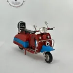 El Yapımı Bordo Mavi Mini Vespa Metal Motosiklet Biblo – Koleksiyonluk Retro Figür & Dekoratif Obje