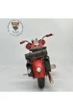 El Yapımı Kırmızı Yan Çantalı Cruiser Metal Motosiklet Biblosu – Retro Figür & Dekoratif Obje - Görsel 4