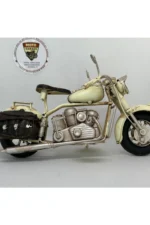 El Yapımı Krem Yan Çantalı Cruiser Metal Motosiklet Biblosu – Retro Figür & Dekoratif Obje - Görsel 2
