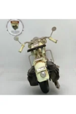 El Yapımı Krem Yan Çantalı Cruiser Metal Motosiklet Biblosu – Retro Figür & Dekoratif Obje - Görsel 4