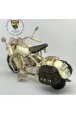 El Yapımı Krem Yan Çantalı Cruiser Metal Motosiklet Biblosu – Retro Figür & Dekoratif Obje - Görsel 5