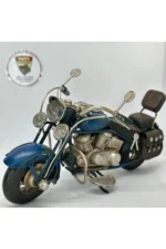 El Yapımı Lacivert & Siyah Sissy Barlı Chopper Metal Motosiklet Biblosu – Retro Cruiser Figür - Görsel 6