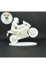 3D Racing Motorcu Ön Kaldıran Biblo – Beyaz 1:18 Ölçek Dekoratif Figür & Boyanabilir Maket - Görsel 2