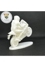 3D Racing Motorcu Ön Kaldıran Biblo – Beyaz 1:18 Ölçek Dekoratif Figür & Boyanabilir Maket - Görsel 3