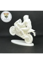3D Racing Motorcu Ön Kaldıran Biblo – Beyaz 1:18 Ölçek Dekoratif Figür & Boyanabilir Maket - Görsel 5