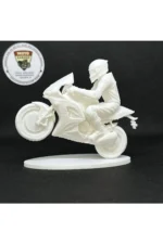 3D Racing Motorcu Ön Kaldıran Biblo – Beyaz 1:18 Ölçek Dekoratif Figür & Boyanabilir Maket - Görsel 6
