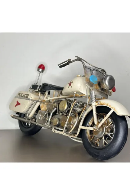 El Yapımı 36 Cm Polis/Şerif Chopper Motosiklet Model – Metal Biblo & Vintage Maket