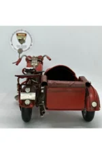 El Yapımı Dekoratif Yan Sepetli Kırmızı Motosiklet Model - Görsel 4