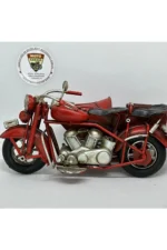 El Yapımı Dekoratif Yan Sepetli Kırmızı Motosiklet Model - Görsel 6