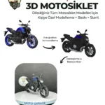 Renkli Baskı Kişiye Özel Dekoratif Model Motosiklet