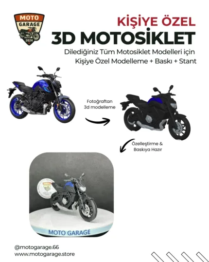 Renkli Baskı Kişiye Özel Dekoratif Model Motosiklet