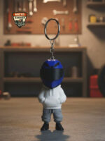 3D Baskı Lacivert-Beyaz Motorcu Anahtarlık – Motor & Motosiklet Anahtarlık - Görsel 3