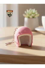 Pembe Kask Anahtarlık - 3D Baskı Mini Kask Aksesuarı