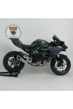 Kawasaki Ninja H2 1:12 Diecast Motosiklet Modeli - Sesli Işıklı - Siyah Yeşil - Görsel 2