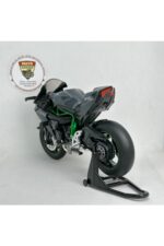 Kawasaki Ninja H2 1:12 Diecast Motosiklet Modeli - Sesli Işıklı - Siyah Yeşil - Görsel 4