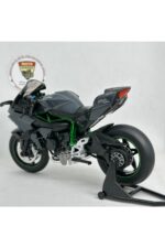 Kawasaki Ninja H2 1:12 Diecast Motosiklet Modeli - Sesli Işıklı - Siyah Yeşil - Görsel 5