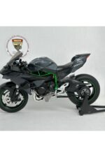 Kawasaki Ninja H2 1:12 Diecast Motosiklet Modeli - Sesli Işıklı - Siyah Yeşil - Görsel 6
