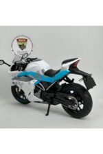 CFMOTO 250SR 1:12 Sesli Işıklı Diecast Motosiklet Modeli - Beyaz Mavi - Görsel 5