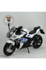 Suzuki GSX250R 1:12 Sesli Işıklı Diecast Motosiklet Modeli - Beyaz Mavi - Görsel 6