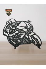 Racing Motosiklet Sürücüsü Masa Dekoru – 3D Baskı Motorcu Silüeti