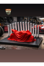 Kırmızı Örtülü Motor Figürü - Moto Garage Özel Seri Dekor