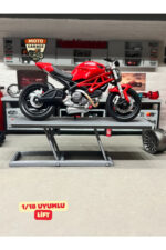 1/18 Ölçek Motosiklet Servis Lifti - Gri Diorama Garaj Aksesuarı - 14 cm