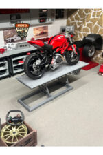 1/12 Ölçek Büyük Motosiklet Servis Lifti - Gri Diorama Garaj Aksesuarı - 22 cm - Görsel 4