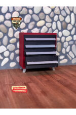 1/18 Ölçek 4 Çekmeceli Tekerlekli Alet Arabası - Kırmızı Siyah Diorama Garaj Aksesuarı